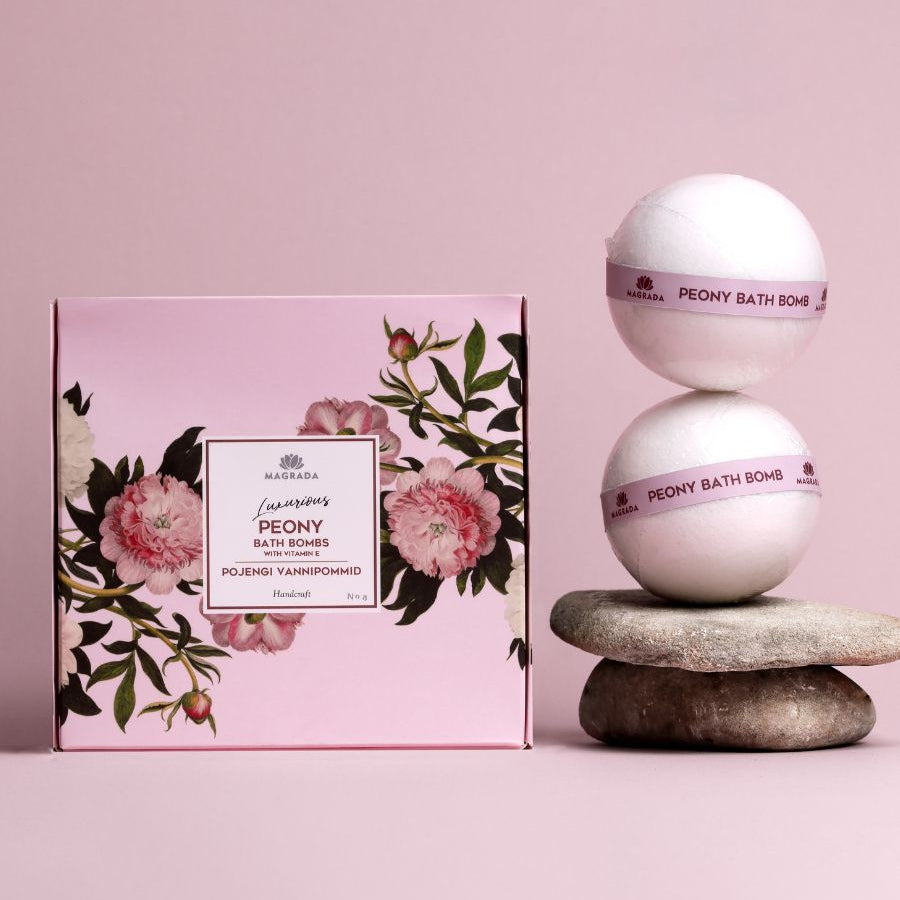 Luxurious Peony Bath Bomb With Vitamin E - Set of 4 Bombs